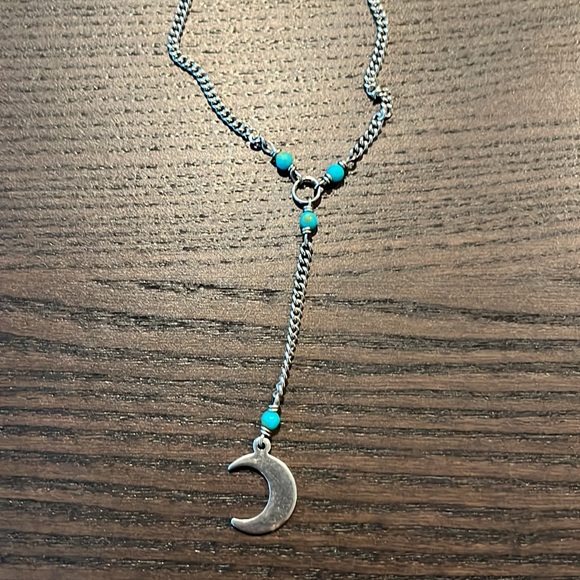 Indie and Harper Silver Crescent Moon Necklace - Picture 2 of 3
